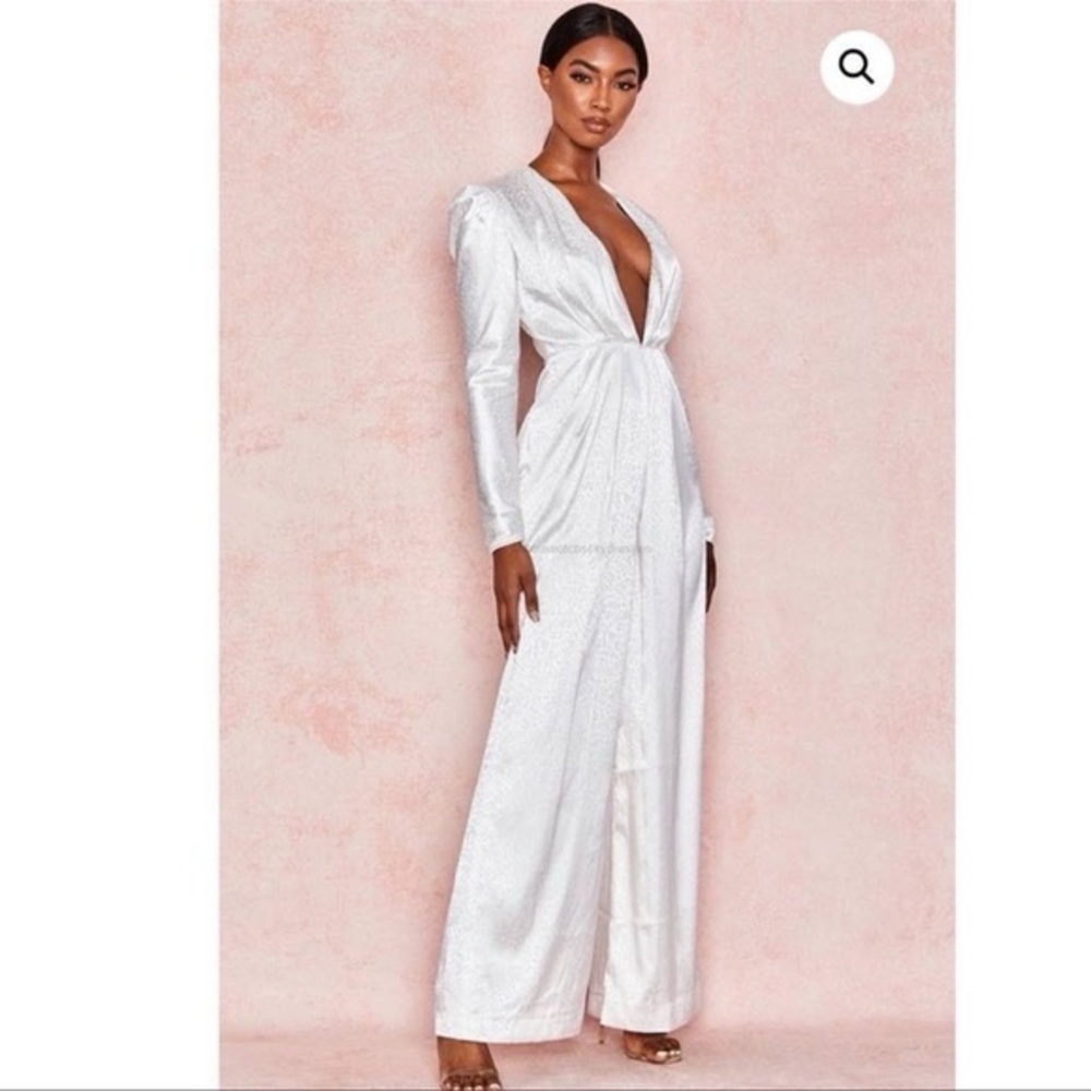 White Satin House of CB Angelique Jumpsuit